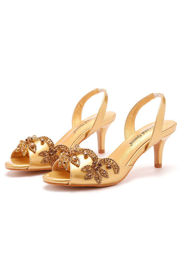 Zapatos de boda dorados punta puntiaguda de moda elegantes zapatos de tacón formales para vestidos
